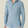 Uomini Luca Faloni Camicie | Camicia In Lino Portofino Blu Francese