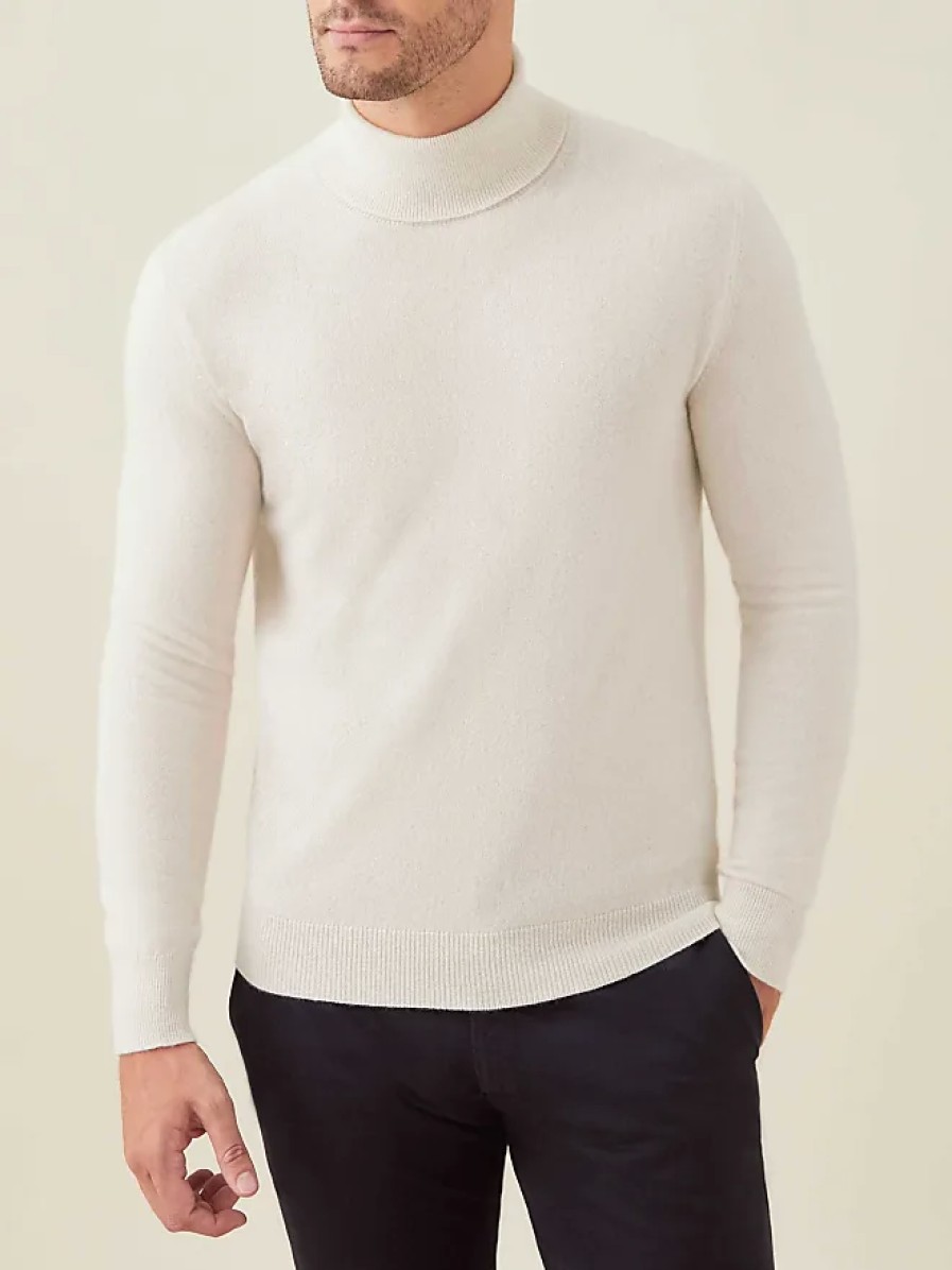 Uomini N.Peal Maglioni | Dolcevita In Puro Cashmere Avorio