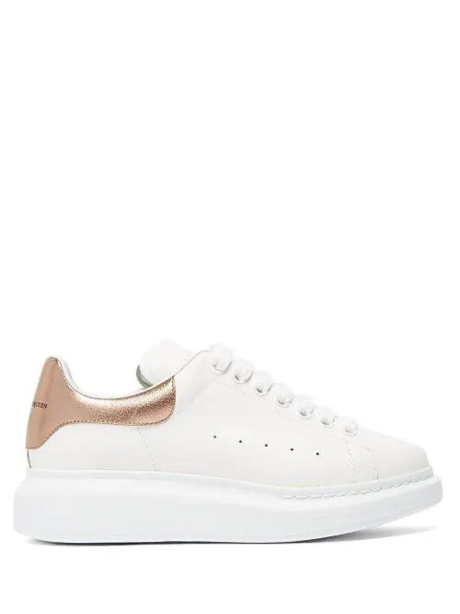 Donne Oca d'Oro Scarpe Estive | Alexander Mcqueen - Scarpe Da Ginnastica Oversize In Pelle - Donna - Bianco Multi