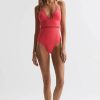 Donne Reiss Costumi Da Bagno | Ray - Costume Da Bagno Con Scollo All'Americana Color Corallo, Us 2