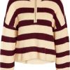 Donne Reiss Maglioni | Nuovo Maglione Con Zip A Un Quarto A Righe Alice In Strisce Di Vino Windsor A Nordstrom, Taglia X-Large