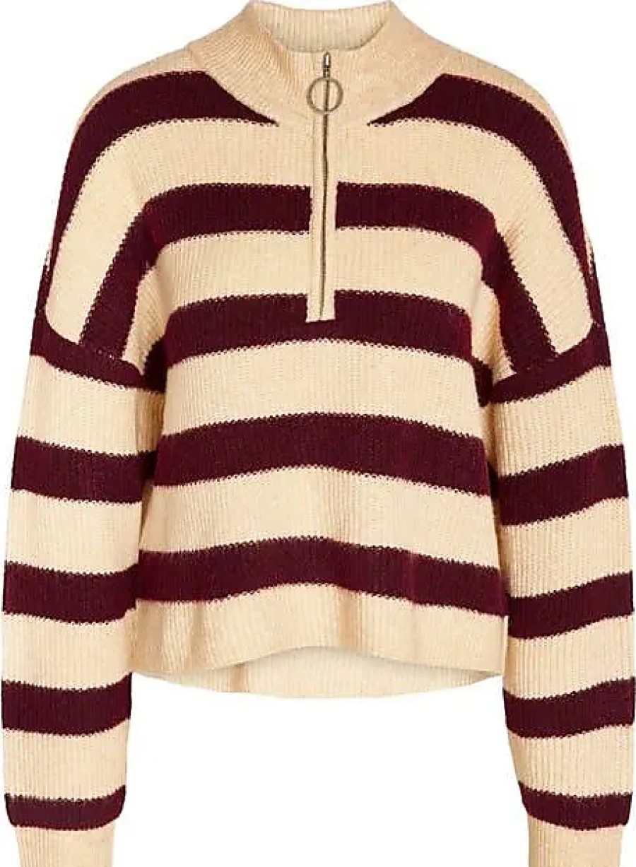 Donne Reiss Maglioni | Nuovo Maglione Con Zip A Un Quarto A Righe Alice In Strisce Di Vino Windsor A Nordstrom, Taglia X-Large