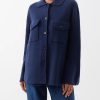 Donne Luca Faloni Camicie | Overshirt In Misto Lana Con Tasca Con Patta - Donna - Blu Marino