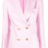 Donne Valentino Garavani Abiti | Blazer In Lino Doppiopetto - Donna - Lino/Lino/Cupro - 42 - Rosa