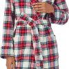 Donne Tekla Abbigliamento Da Salotto | Vestaglia Scozzese In Pile Di Poliestere Riciclato In Plaid Avorio A Nordstrom, Taglia X-Small