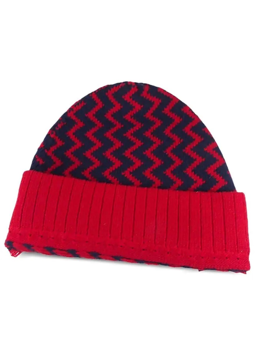 Donne Boden Cappelli Invernali | Berretto In Lana Con Motivo A Zigzag 2010-2020 - Donna - Lana - Taglia Unica - Rosso