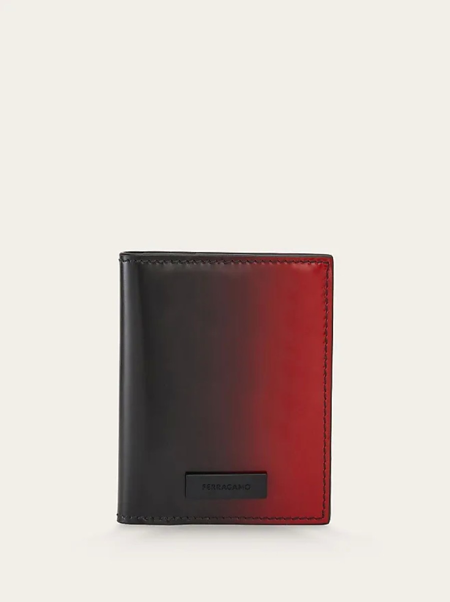 Uomini Ferragamo Portafogli | Porta Carte Di Credito Uomo Dual Tone Rosso Fiamma/Nero