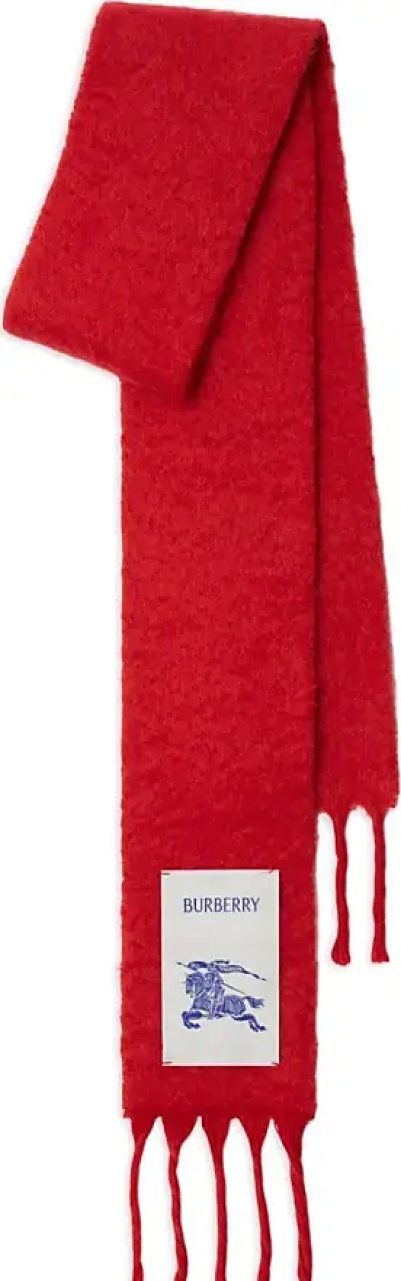 Donne Talbot Sciarpe | Sciarpa Con Frange E Applicazione Del Cavaliere Equestre - Unisex - Lana/Poliammide/Mohair - Taglia Unica - Rosso