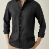 Uomini LLBean Camicie | Camicia In Lino Nero Portofino