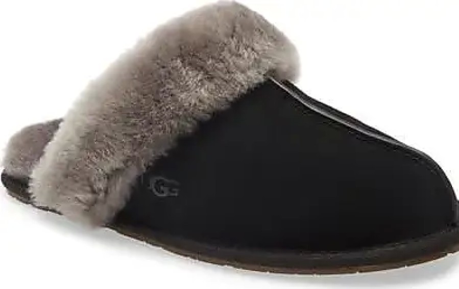 Donne Birkenstock Pantofole | Pantofola Ugg(R) Scuffette Ii In Pelle Scamosciata Nera/Grigia A Nordstrom, Taglia 10