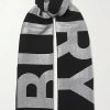 Donne Burberry Sciarpe | Sciarpa Jacquard In Misto Lana Metallizzata Con Frange - Nera - Taglia Unica