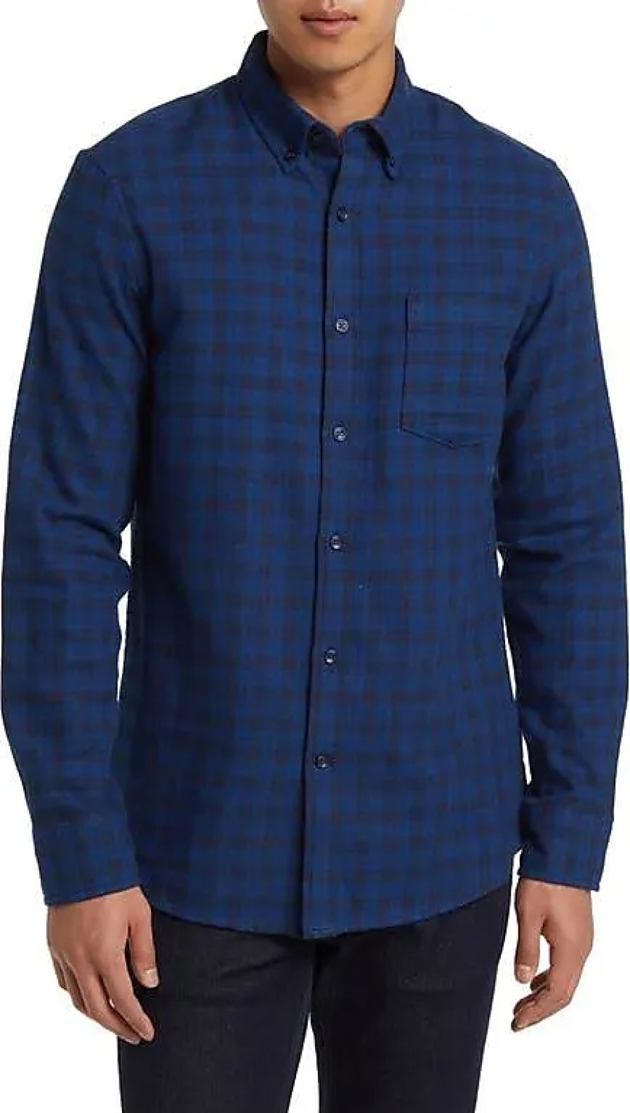 Uomini Quello di Drake Camicie | Camicia Abbottonata In Flanella A Quadri Marcus Con Vestibilita Aderente In Blu Caspia E Blu Scuro Marcus Plaid A Nordstrom, Taglia Xx-Large