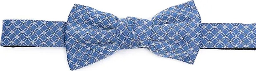 Uomini Negozio di Trafalgar Cravatte | Fiocco In Seta Jacquard Fantasia - Uomo - Seta - Taglia Unica - Blu