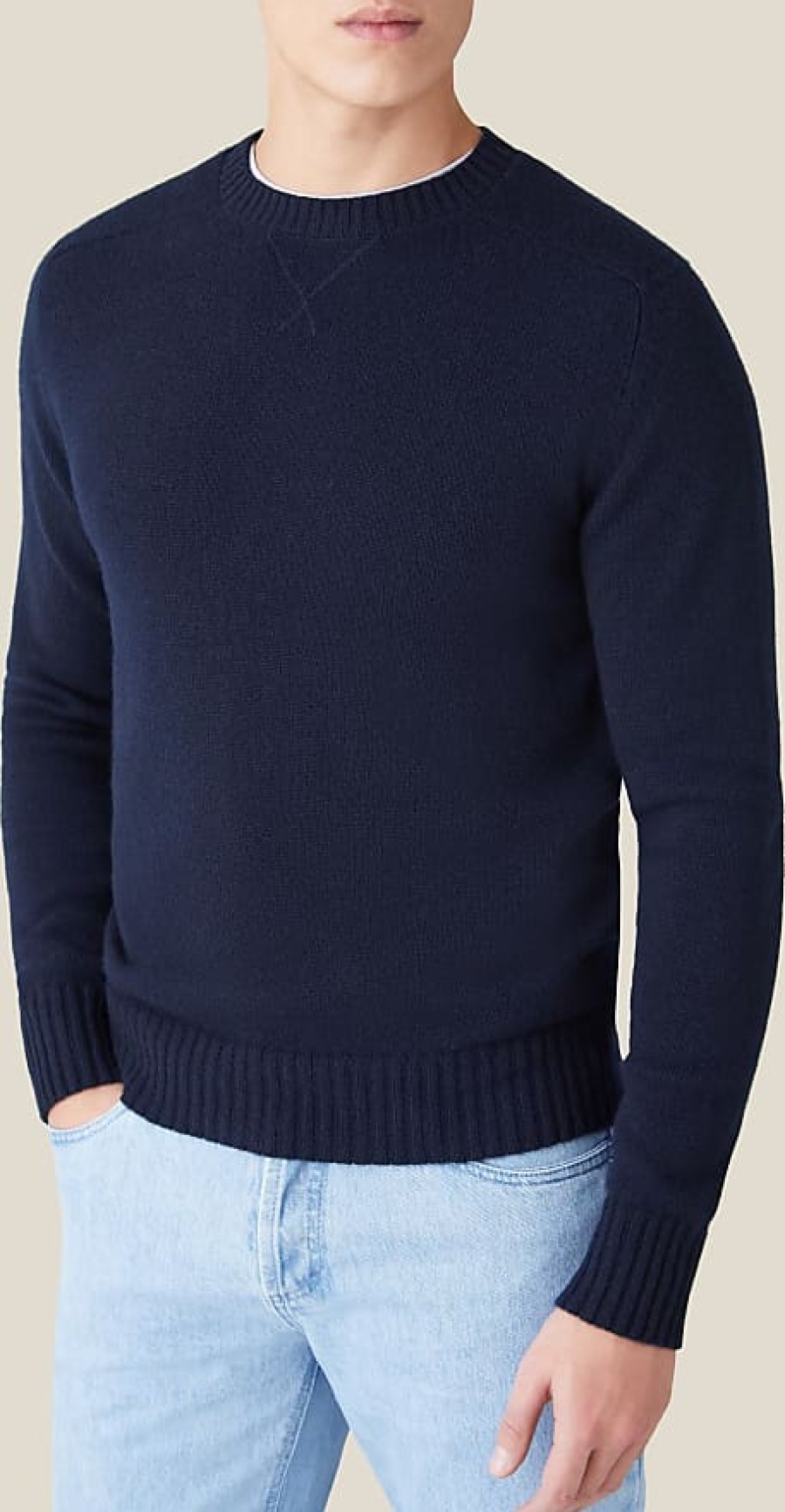 Uomini Luca Faloni Maglioni | Girocollo Country In Cashmere Blu Notte