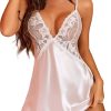 Donne In fiore di Jonquil Abbigliamento Da Salotto | Lingerie Da Donna Indumenti Da Notte In Raso Chemise Setoso Con Scollo A V Camicia Da Notte In Pizzo Floreale Slip Bianco L