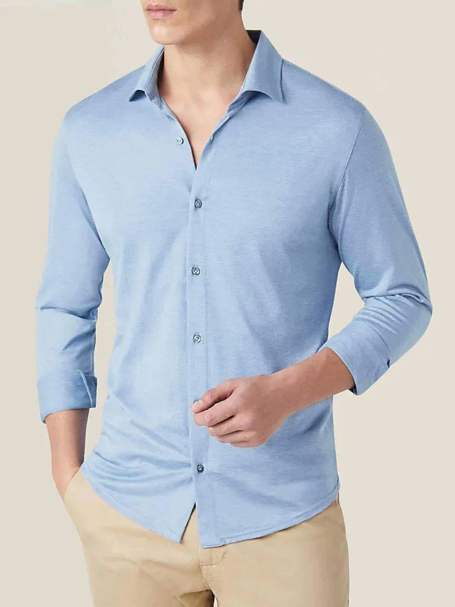 Donne Persone libere Camicie | Camicia Como Seta-Cotone Azzurra