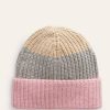 Donne La parete nord Cappelli Invernali | Cappello Beanie Color Block Grigio Marl, Rosa E Avorio Donna Boden