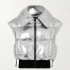 Donne Palm Angels x Moncler Gilet | Gilet In Piuma Metallizzata Trapuntata Sierra - X Small, Small, Medium, Large