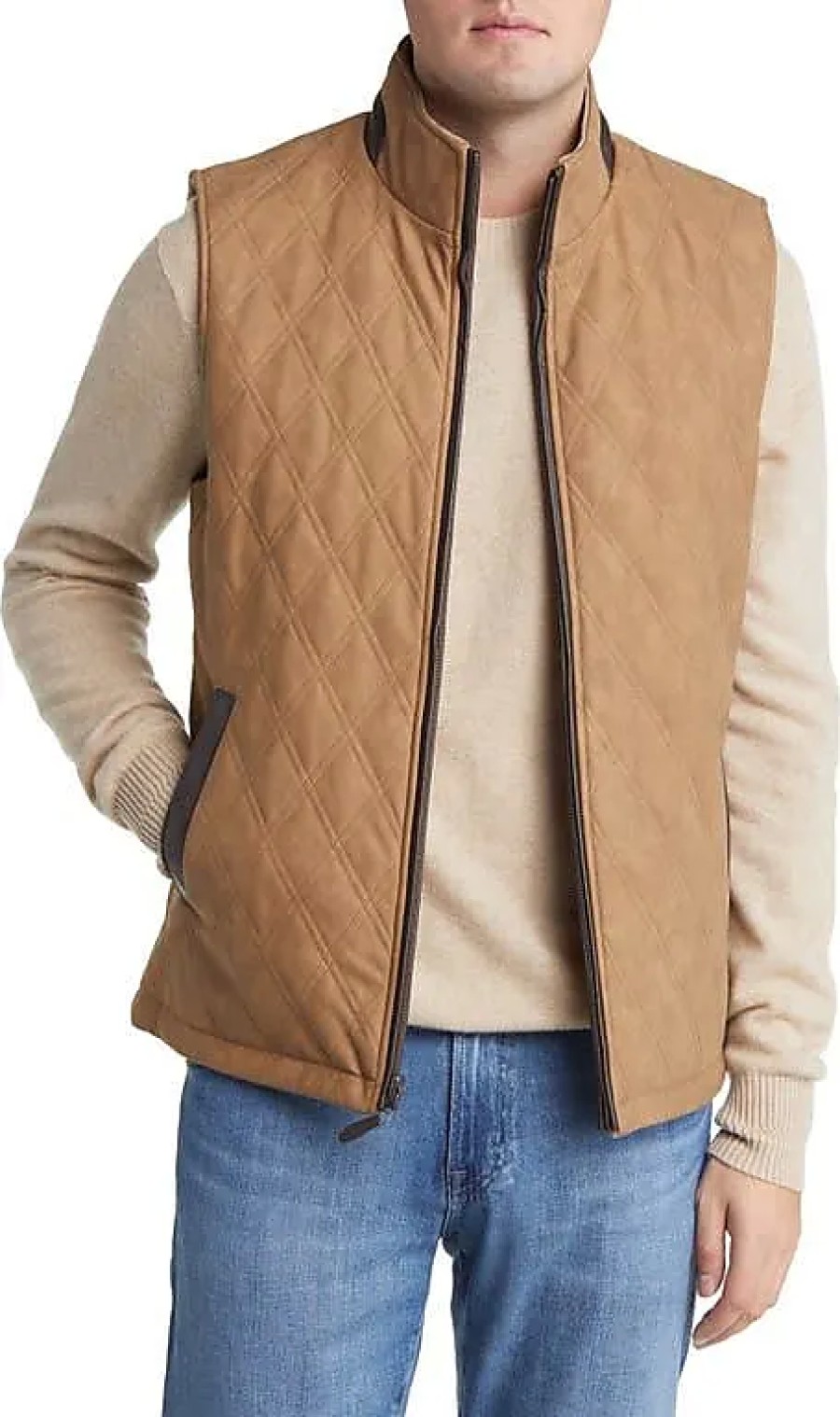 Uomini Nordstrom Gilet | Gilet Trapuntato Reversibile In Cammello/Marrone Chiaro A Nordstrom, Taglia Xx-Large