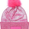 Donne Compagnia di cappelli di San Diego Cappelli Invernali | Berretto In Lamina Metallizzata Con Pompon In Pelliccia Sintetica In Fucsia Su Nordstrom