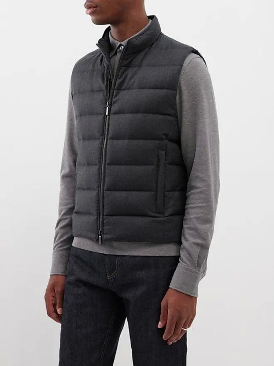 Uomini Mare Gilet | Moorer - Gilet Trapuntato In Misto Lana Oliver - Uomo - Grigio