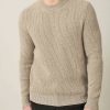 Uomini Luca Faloni Maglioni | Girocollo In Cashmere A Maglia Grossa Beige Cammello