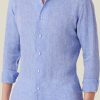 Donne Luca Faloni Camicie | Camicia In Lino Portofino Blu Melange