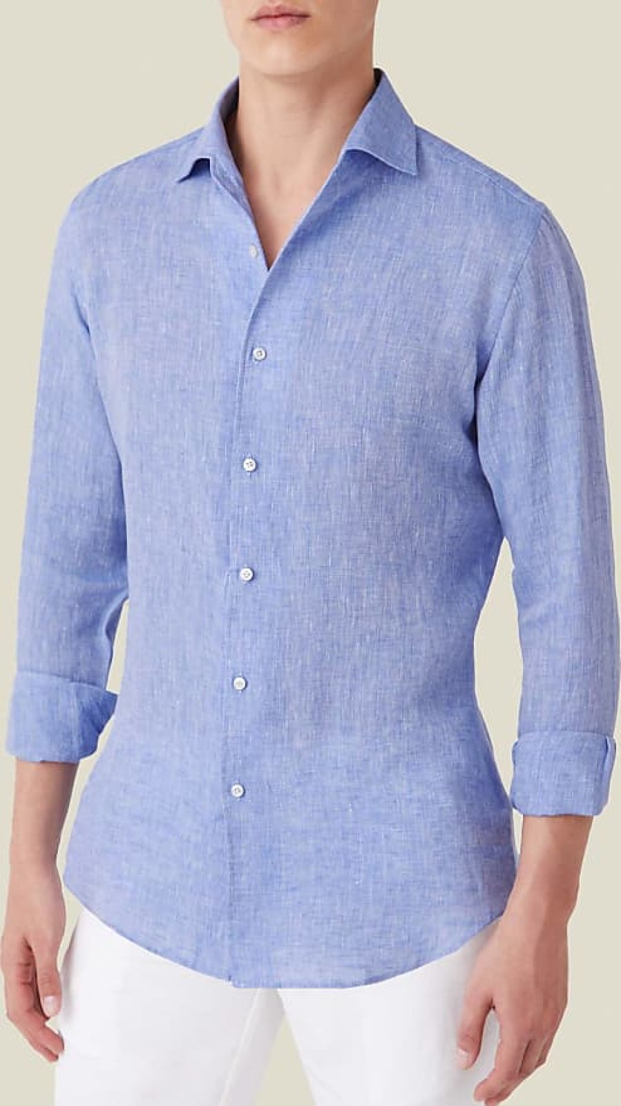 Donne Luca Faloni Camicie | Camicia In Lino Portofino Blu Melange