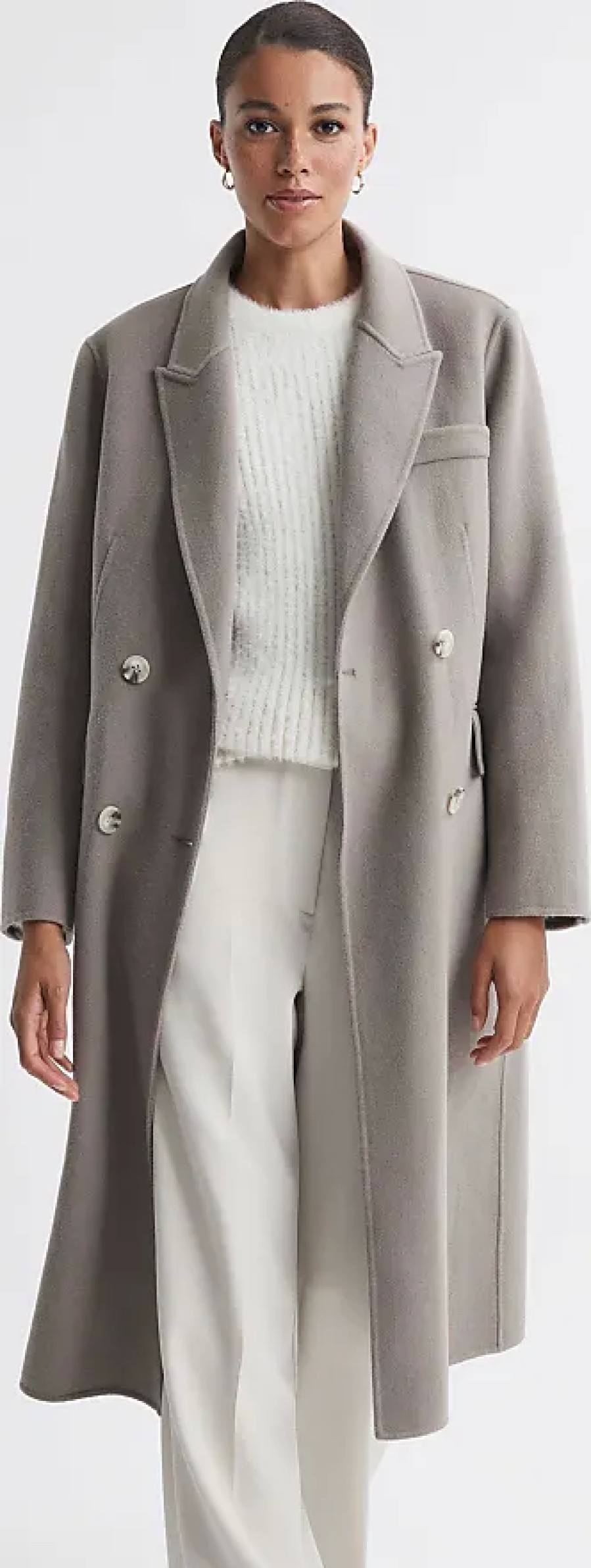 Donne Maje Cappotti | Cappotto Di Media Lunghezza In Lana Beige