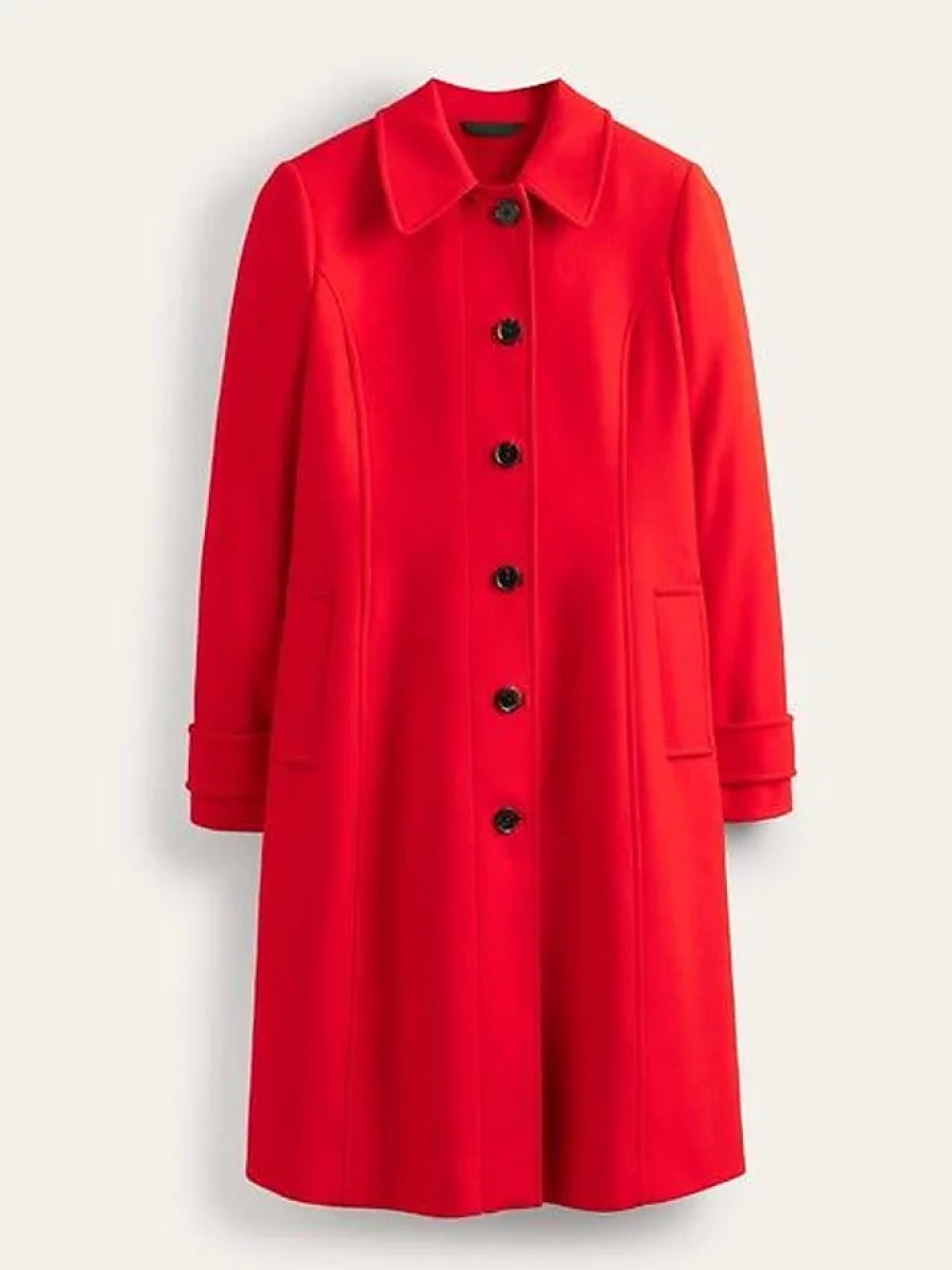 Donne SVEGLIO Cappotti | Cappotto Con Colletto In Lana Durham Rosso Donna Boden