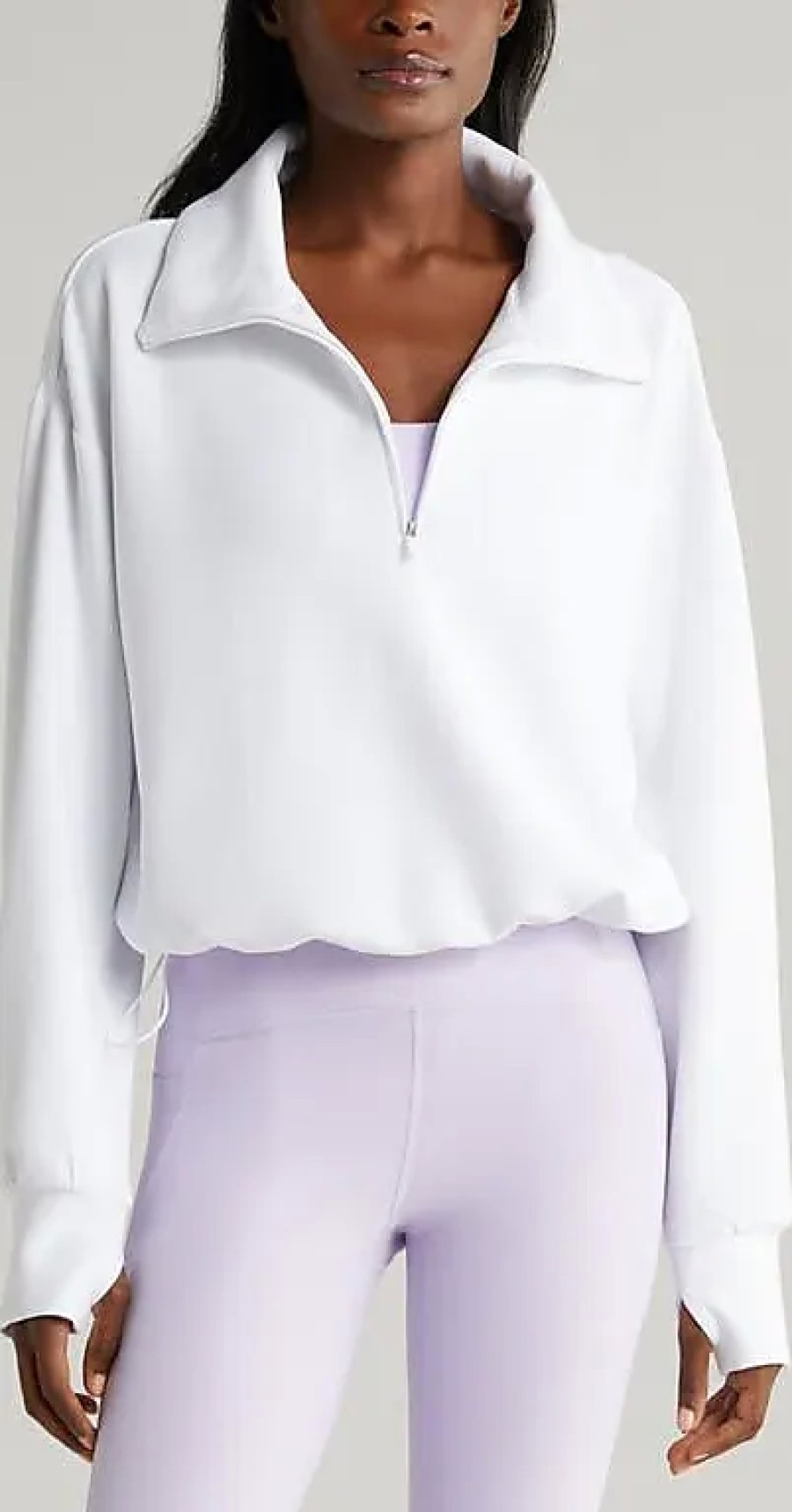 Donne Alo Yoga Maglioni | Pullover In Modal Con Mezza Zip In Bianco A Nordstrom, Taglia Xx-Large