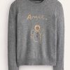 Donne Abbigliamento Vuori Maglioni | Maglione Ricamato Festivo Grigio Melange, Angelo Donna Boden