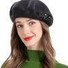 Donne Dunhill Cappelli Invernali | Cappello Basco Francese Da Donna, Berretto Caldo Reversibile In Maglia Di Cashmere Tinta Unita Per Ragazze (Due Fiori Neri)