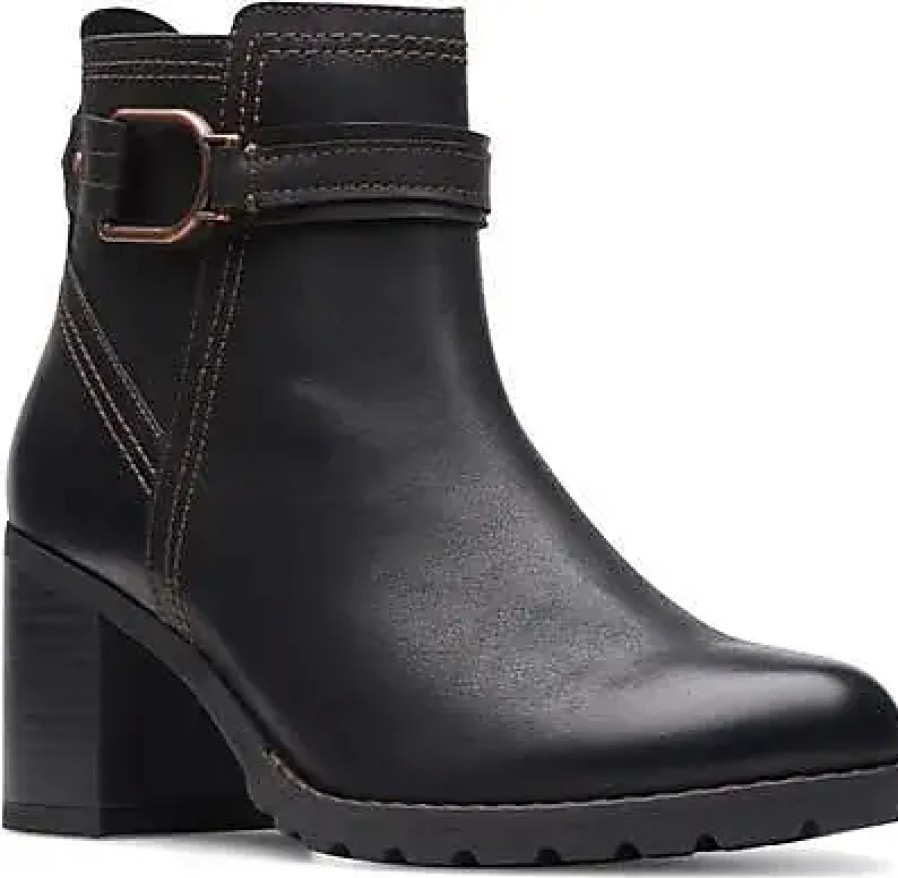 Donne Lusingato Stivaletti | Stivaletto Con Cinturino Clarks(R) Leda In Pelle Nera A Nordstrom, Taglia 10