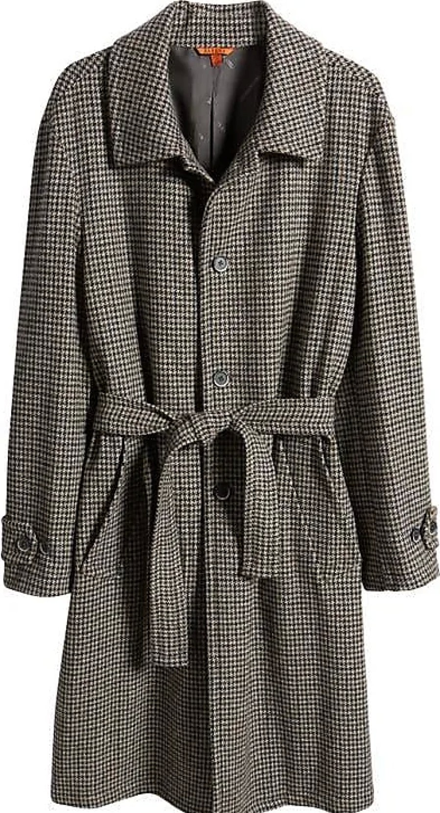 Uomini Homme Plissè Issey Miyake Cappotti | Cappotto In Lana Stretch Con Cintura E Motivo Pied De Poule In Grigio Presso Nordstrom, Taglia 36 Us