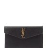 Donne San Lorenzo Borse | Pochette Uptown Ysl-Plaque In Pelle Martellata - Donna - Nera