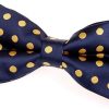 Uomini Negozio di Trafalgar Cravatte | Papillon Preannodato Classico Da Uomo In Microfibra Intrecciata A Pois (5) - Blu Navy Con Punti Gialli