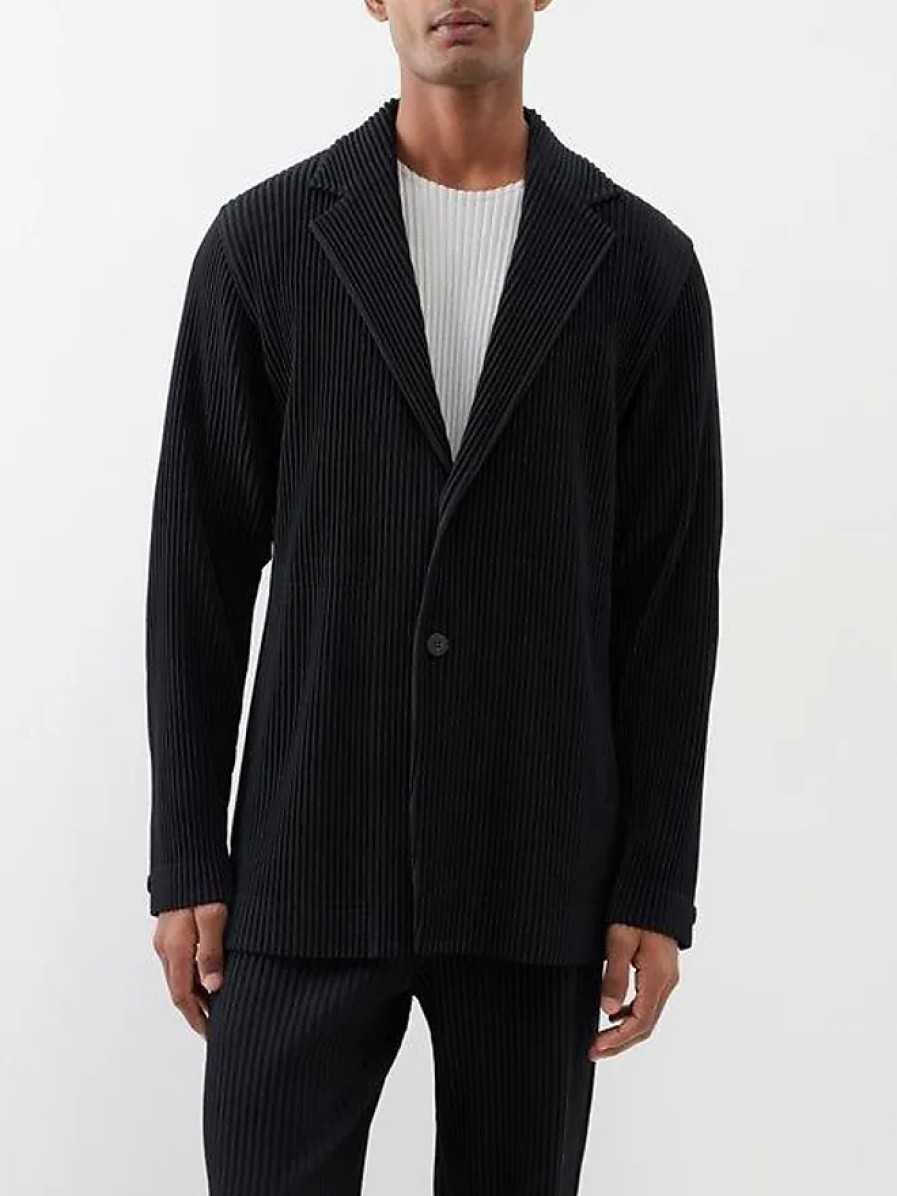 Uomini Alexander McQueen Abiti | Blazer A Pieghe Tecniche - Uomo - Nero