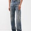 Uomini Paige Jeans | Jeans A Gamba Dritta Effetto Vissuto Con Stampa Laser - Uomo - Blu