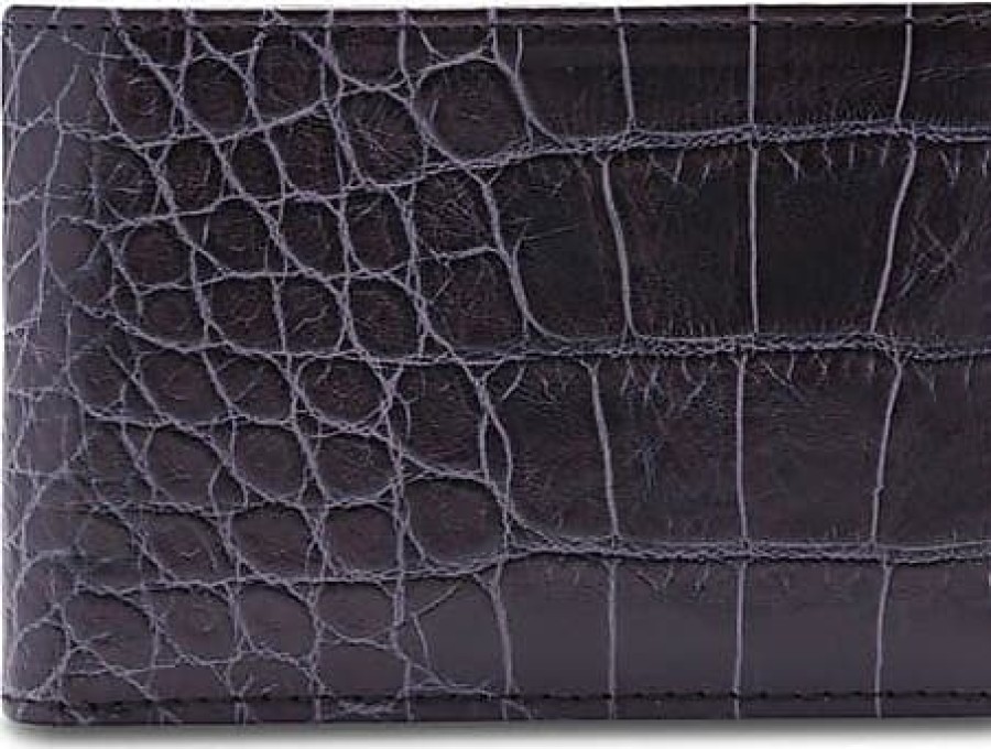 Uomini Bosca Portafogli | Portafoglio Bifold Piccolo In Pelle Goffrata Coccodrillo Marrone Scuro Su Nordstrom