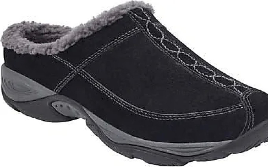 Donne Clarks Muli | Scambio Di Zoccoli Con Finiture In Montone Sintetico In Pelle Scamosciata Nera / Grigio Scuro Su Nordstrom, Taglia 5.5