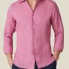 Uomini Ted Baker Camicie | Camicia In Lino Portofino Rosa Antico