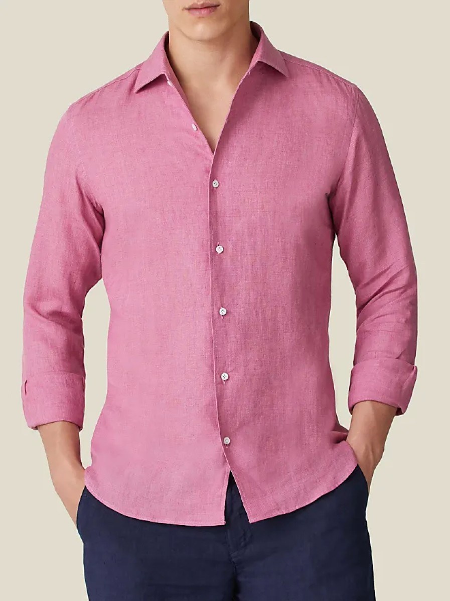 Uomini Ted Baker Camicie | Camicia In Lino Portofino Rosa Antico