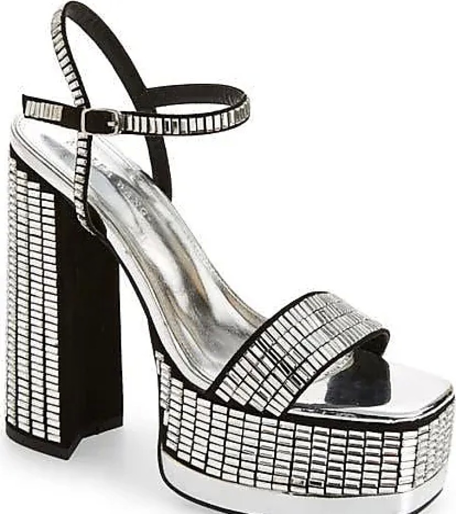 Donne Riforma Scarpe Con Plateau | Sandalo Con Plateau In Cristallo Catriona In Argento A Nordstrom, Taglia 11