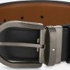 Uomini Luca Faloni Cinghie | Cintura In Pelle Reversibile Da 40 Mm Con Fibbia A Ferro Di Cavallo Nera/Marrone