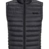 Uomini Moncler Gilet | Gilet Trapuntato Con Stampa Logo - Uomo - Poliammide/Poliestere Riciclato - 56 - Nero