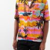 Donne BROUBACK Camicie | Camicia Da Bowling In Popeline Con Stampa Psichedelica Di Palme - Uomo - Stampa Rosa