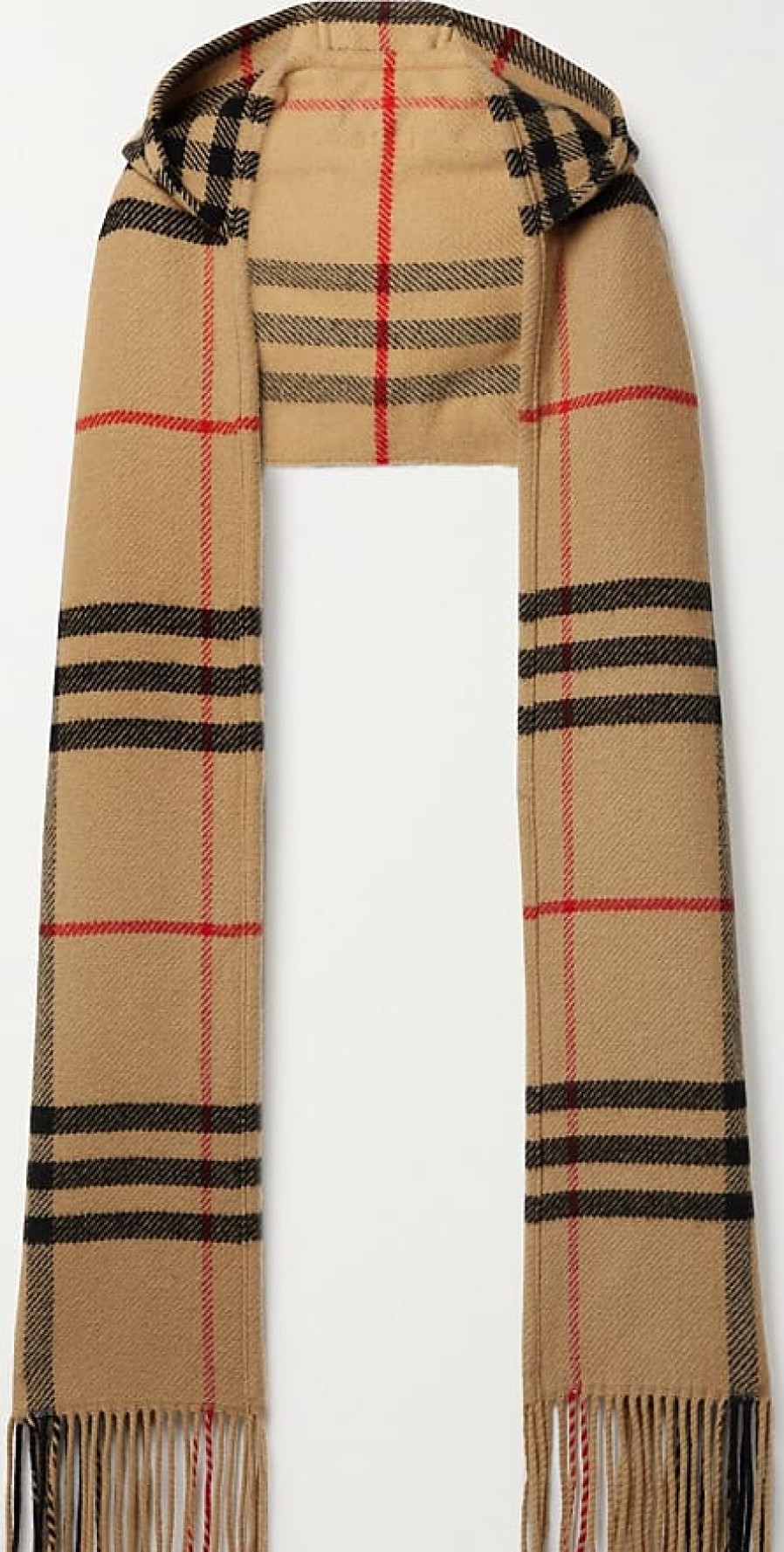 Donne Burberry Sciarpe | Sciarpa Con Cappuccio In Lana E Misto Cashmere Con Frange A Quadri - Colori Neutri - Taglia Unica