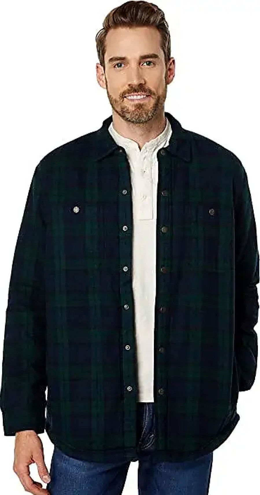 Uomini LLBean Camicie | Camicia Scozzese Scozzese Foderata In Sherpa A Maniche Lunghe Regolare (Orologio Nero) Abbigliamento Da Uomo