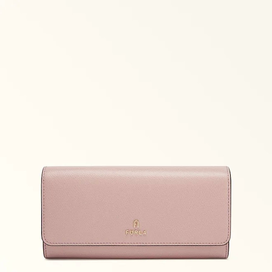 Donne La Cambridge Satchel Company Portafogli | Portafoglio Continental Camelia Donna Alba In Pelle Martellata Rosa